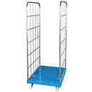 Rolcontainer, 2-zijdig, kunststof vloerplaat, 724 x 815 x 1850 mm, blauw (RAL 5012)