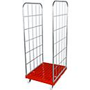 Rolcontainer, 2-zijdig, kunststof vloerplaat, 724 x 815 x 1850 mm, rood (RAL 3000)
