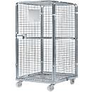 Rolcontainer - 3 gaaszijden en 1 gaasdeur - B 724 x D 810 x 1210 mm 