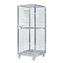 Rolcontainer - 3 gaaszijden en 1 gaasdeur - B 724 x D 810 x 1800 mm - met 1 legbord