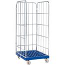 Rolcontainer, 3-zijdig, blauw RAL 5010