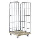 Rolcontainer - L 724 x B 815 x H 1640 mm - 3-zijdig - kunststof vloerplaat - grijs RAL 7032