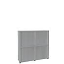 Roldeurkast, 4 ordnerhoogten, 2-delig, met middenwand, B 1600 mm, lichtgrijs