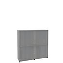 Roldeurkast, 4 ordnerhoogten, 2-delig, met middenwand, B 1600 mm, zilver