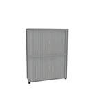 Roldeurkast, 4 ordnerhoogten, 2-delig, zonder middenwand, B 1200 mm, zilver