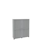 Roldeurkast, 4 ordnerhoogten, 2-delig, zonder middenwand, B 1350 mm, lichtgrijs