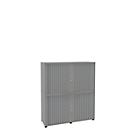 Roldeurkast, 4 ordnerhoogten, 2-delig, zonder middenwand, B 1350 mm, zilver