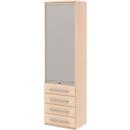 Roldeurkast BARI, 6 ordnerhoogten, 4 schuifladen, 3 legborden, afsluitbaar, B 600 x D 430 x H 2174 mm, esdoornpatroon