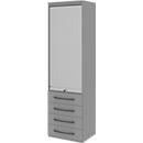 Roldeurkast BARI, 6 ordnerhoogten, 4 schuifladen, 3 legborden, afsluitbaar, B 600 x D 430 x H 2174 mm, middengrijs/middengrijs