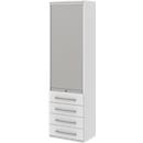 Roldeurkast BARI, 6 ordnerhoogten, 4 schuifladen, 3 legborden, afsluitbaar, B 600 x D 430 x H 2174 mm, wit