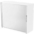 Roldeurkast ULM, 3 ordnerhoogten, roldeuren aluminium zilver, B 1200 x D 400 x H 1100 mm, wit