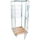 Roll container, with wooden roll plate, 724 x 815 x 1800 mm, with intermediate shelf