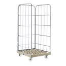 Roll conteneur, 3 côtés, plaque de base en plastique, 724 x 815 x 1850 mm, gris (RAL 7032)