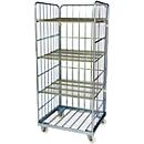 Roll conteneur avec châssis mobile en acier, hauteur utile 1600 mm, étagères horizontales