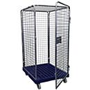 Roll conteneur - sans étagères - l. 724 x P 815 x H 1600 mm- plaque de base en plastique - 5 côtés - bleu foncé