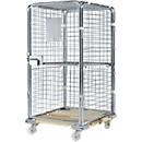 Roll-off container, with wooden roll-off table top, 724 x 815 x 1600 mm