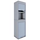 Rolladenschrank Aktos XL, 4 Ordnerhöhen, abschließbar, Bügelgriff, B 500 x T 400 x H 1860 mm, Holz, grau