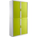 Rolladenschrank, B 1100 x T 415 x H 2040 mm, abschliessbar, ohne Fachböden, High Impact Polystyrol, weiss/grün