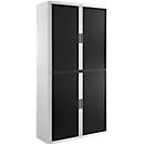 Rolladenschrank, B 1100 x T 415 x H 2040 mm, abschliessbar, ohne Fachböden, High Impact Polystyrol, weiss/schwarz