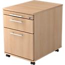 Rollcontainer, 1 Schub, 1 Utensilienauszug, Hängeregistraturauszug, B 428 x T 580 x H 590 mm, Eiche-Dekor