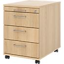 Rollcontainer 1233 Breno, 3 Schübe & 1 Utensilienauszug, abschließbar, B 428 x T 580 x H 590 mm, Eiche-Dekor