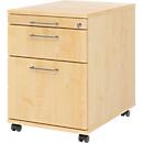 Rollcontainer 126 Breno, 1 Schub, 1 Utensilienauszug & 1 Hängeregistraturschub, abschließbar, B 428 x T 580 x H 590 mm, Ahorn-Dekor