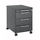 Rollcontainer 1333, 3 Schübe & 1 Utensilienauszug, abschließbar, eckige Griffe, Holz/Stahl/Kunststoff, B 434 x T 600 x H 613 mm, graphit