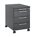 Rollcontainer 1333, 3 Schübe & 1 Utensilienauszug, abschließbar, eckige Griffe, Holz/Stahl/Kunststoff, B 434 x T 800 x H 613 mm, graphit