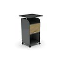 Rollcontainer BEXXSTAR, 2 Böden, 1 abschließbares Fach mit Griff, Top-Platte, Lenkrollen, B 700 x T 630 x H 1130 mm, Holz, Eiche-Dekor/dunkelgrau