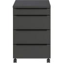 Rollcontainer Porto, 4 Schubladen inkl. Utensilienfach, B 420 x T 600 x H 630 mm, graphit