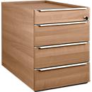 Rollcontainer QUANDOS BOX, 1 + 3 Schübe, B 430 x T 800 x H 570 mm, Kirsche Romana