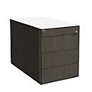 Rollcontainer SOLUS PLAY, 1 + 3 Schübe, grifflos, B 430 x T 777 x H 562 mm, Mooreiche