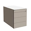 Rollcontainer SOLUS PLAY, 1 + 3 Schübe, grifflos, B 430 x T 777 x H 562 mm, Stone grey