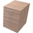 Rollcontainer X-TIME-WORK, 1+ 1 Schub, HR-Auszug, 420 x 560 x 580 mm, Ulme
