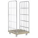 Roller box, two-sided, plastic floor plate, 724 x 815 x 1660 mm, grey (RAL 7032)