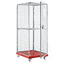 Rolling crate size 5 with folding middle shelf, red