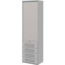Rollladenschrank BARI, 6 Ordnerhöhen, 4 Schübe, 3 Böden, abschließbar, B 600 x T 430 x H 2174 mm, hellgrau