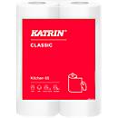 Rolo de cozinha KATRIN Classic, branco, 2 camadas, 64 folhas por rolo, 28 rolos por caixa