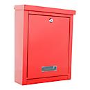 Rottner Boîte aux lettres murale Brighton, serrure à cylindre, fenêtre transparente &amp; porte-nom, L 310 x P 135 x H 400 mm, acier, rouge