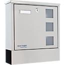 Rottner Briefkasten Lago Inox – Edelstahl, langlebig, mit Sichtfenstern und Zeitungsrolle