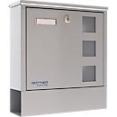 Rottner Briefkasten Lago Silver – Hochwertiger Stahl, Silber, mit Zeitungsrolle