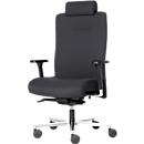 ROVO Bürostuhl SUMO 8030 S7, mit Armlehnen, Synchronmechanik, bis 200 kg, Muldensitz, Kopfstütze, anthrazit/alusilber
