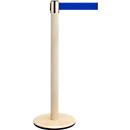 RS GUIDESYSTEMS Absperrpfosten GLA, Holzbasis, Gurtauszug 2300 mm, Gurtbreite 50 mm, esche, Gurtfarbe blau