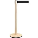 RS GUIDESYSTEMS Poteau de barrière GLA, socle en bois, sangle extensible de 2 300 mm, largeur de sangle 50 mm, frêne, couleur de la sangle : noir