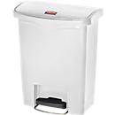 Rubbermaid Tretabfalleimer Slim Jim Step-On, L 425 x B 271 x H 536 mm, 30 l, Kunststoff, weiß