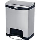 Rubbermaid Tretabfalleimer Slim Jim Step-On, L 428 x B 326 x H 556 mm, 30 l, Edelstahl, schwarz