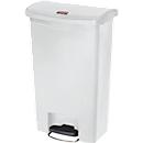 Rubbermaid Tretabfalleimer Slim Jim Step-On, L 457 x B 292 x H 719 mm, 50 l, Kunststoff, weiß