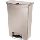Rubbermaid Tretabfalleimer Slim Jim Step-On, mit Rollen, L 570 x B 353 x H 826 mm, 90 l, Kunststoff, beige