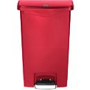 Rubbermaid Tretabfalleimer Slim Jim Step-On, mit Rollen, L 570 x B 353 x H 826 mm, 90 l, Kunststoff, rot