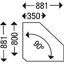 Rückseitenblende für Winkelplatte, B 800 x T 800 mm/ 90°, weißaluminium